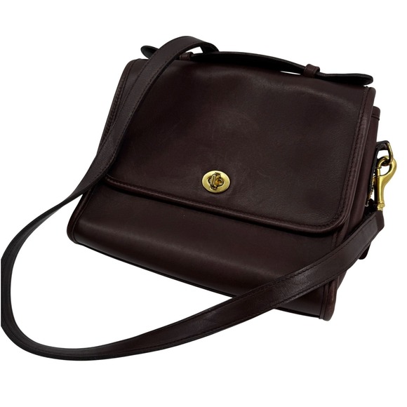 Coach Handbags - Vintage Coach Mahogany Brown Court Bag Convertible Crossbody 9870 Rare EUC
